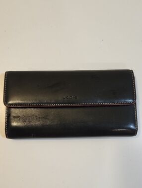 Lodis Black Leather Wallet with Red Trim